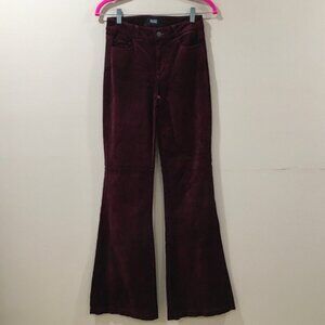 PAIGE Pants Flare Genevieve High-Rise Velvet Red Women 26 Retro Academia New